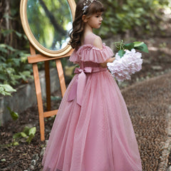 Kid Girl Gauze Polka-dot Princess Dresses