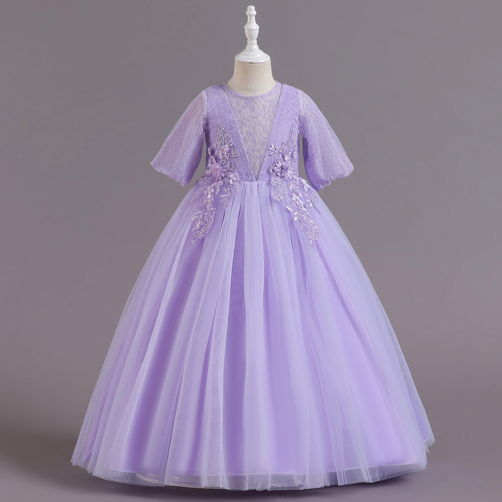 Kid Girl Lace Wedding Fluffy Flower Princess Dresses