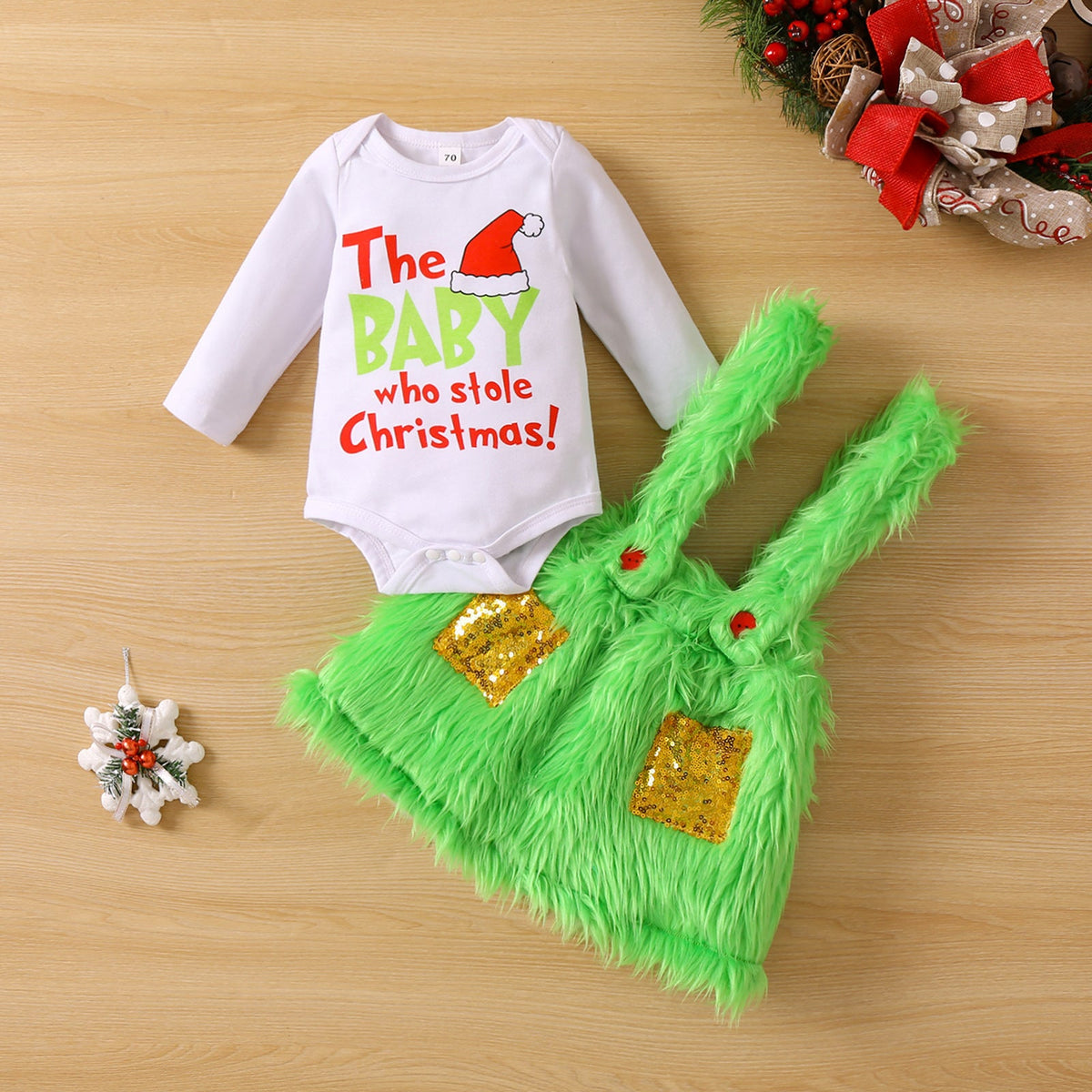 Baby Girl Christmas Weird Plush Strap Letter 2 Pcs Sets
