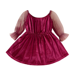 Kid Girl Mesh Long Sleeves Ins Spring Dresses