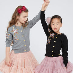 Kid Baby Girls Pure Cotton Knit Soft Cute Sweater Sequined Star Cardigan