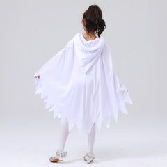 Girl White Ghost Glows Grimace Cloak Halloween Cosplay Party Costume