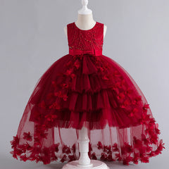 Kid Girl Princess Sleeveless Puffy Flower Wedding Performance Dresses