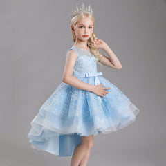 Kid Girl Princess Fluffy Yarn Trail Catwalk Piano Performance Dress