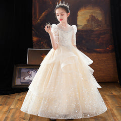 Kid Girl Princess Autumn Show Flower Poncho Dresses