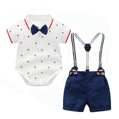 Baby Boy Climbing Suit Triangle Gentleman 3 Pcs Sets
