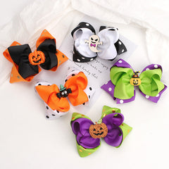 Kid Baby Bow-knot Side Clip Pumpkin Ghost Hairpin