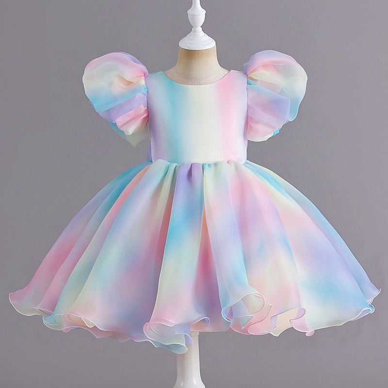 Kid Girl Princess Preschool Rainbow Fluffy Performance Dresses