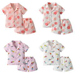 Kid Baby Boy GirlCotton Pajamas Summer Short Sleeve Cartoon Casual 2 Pcs