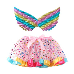Kid Girl Wings Stars Printed Gauze Bows Skirts
