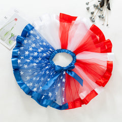 Kid Baby Star Flag Half Bow Mesh Tutu Skirts