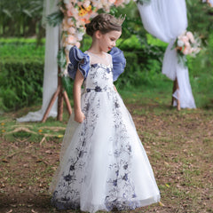 Kid Girl Embroidered Princess Lace Trendy Host Show Dresses