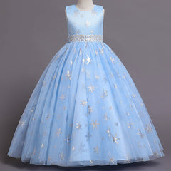 Kid Girl Puffy Tulle Princess Flower Party Piano Performance Dress