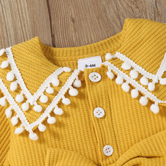 Baby Girl Long Sleeve Lovely Bow Collar Dresses