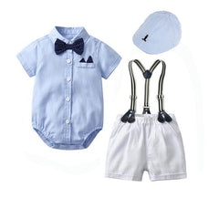 Baby Boy Suit Gentleman Harley Suit Short Sleeved 2 Pcs Sets