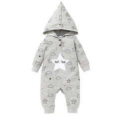 Baby Girl Boy Moon Long-sleeved Onesie Autumn Hooded Climbing Rompers