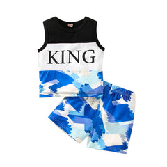 Baby Boy Round Collar Summer Beach Short Sleeve 2 Pcs Sets