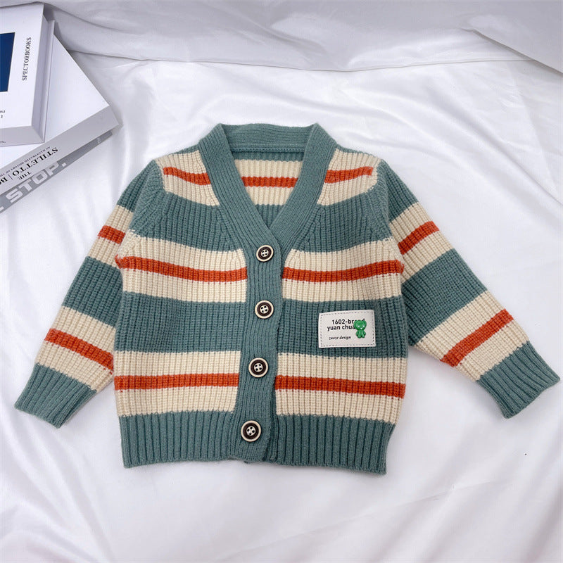 Kid Boy Striped Sweater Cardigan