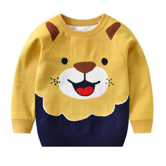 Kid Baby Boy Girl Cartoon Round Neck Double Layer Sweaters