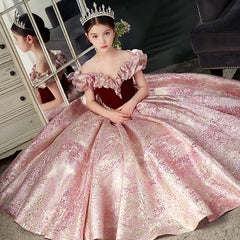 Kid Girl Red Host  Catwalk Birthday Piano Performance Dresses