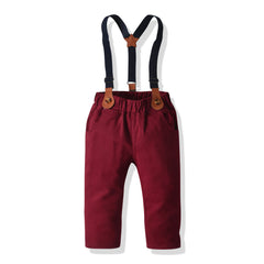 Kid Boys Long-sleeved Suspenders Tuxedo Suit 2 Pcs