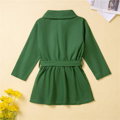 1-6Y Kid Baby Girls Long Sleeve Waist Windbreaker Dresses