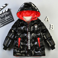Kid Boys Long Bright Face Wash Down Cotton Jacket Thick Winter Coats