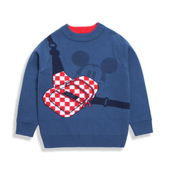 Kid Baby Boy Cartoon Round Neck Base Sweater
