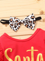 Baby Girl Monogram Print Long Sleeves Leopard Print Short 2 Pcs Sets