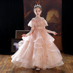Kid Girl Catwalk Princess Flower Puffy Host Piano Dresses