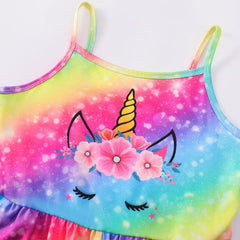 Kid Baby Girls Suspenders Spring Jumpsuit Rainbow Unicorn Fashion Pants