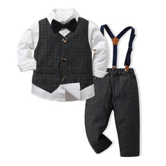 Kid Boy Long-sleeved Cotton Suspenders Korean 3 Pcs Sets