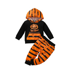 6M-4T Toddler Baby Pumpkin Print Halloween 2 Pcs Sets
