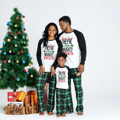 Family Parent-child Christmas Green Letter Digital Printing Pajamas
