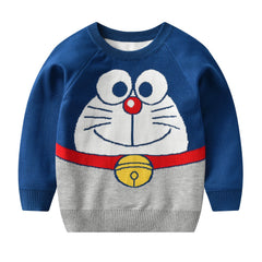 Kid Baby Boy Girl Cartoon Round Neck Double Layer Sweaters