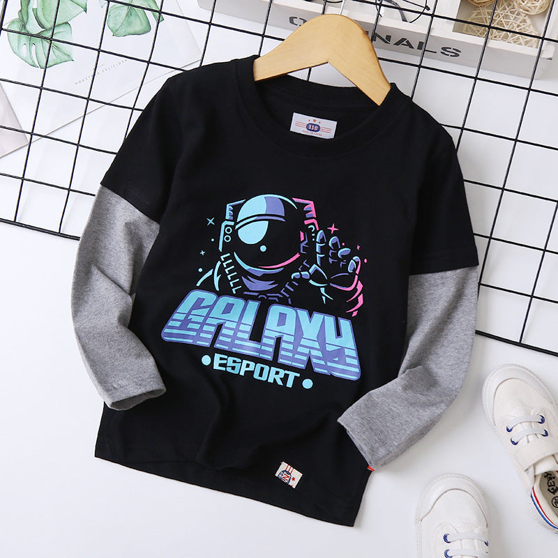 Kid Boy Letter Cartoon Print Long-sleeved Spring T Shirt