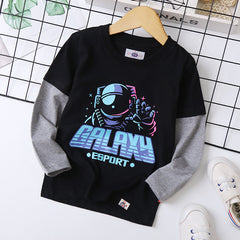 Kid Boy Letter Cartoon Print Long-sleeved Spring T Shirt
