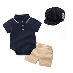 Baby Boys Suit Gentlemen Polo Crawling 3 Pcs Sets