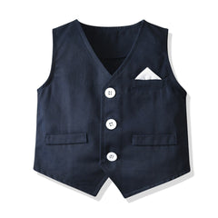 Kid Baby Boy Formal Suit Gentlemen Striped Braces 4 Pcs Set