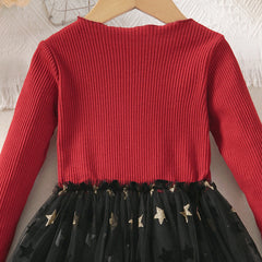 Kid Baby Girls Long Sleeve Winter Casual Star Birthday Dresses