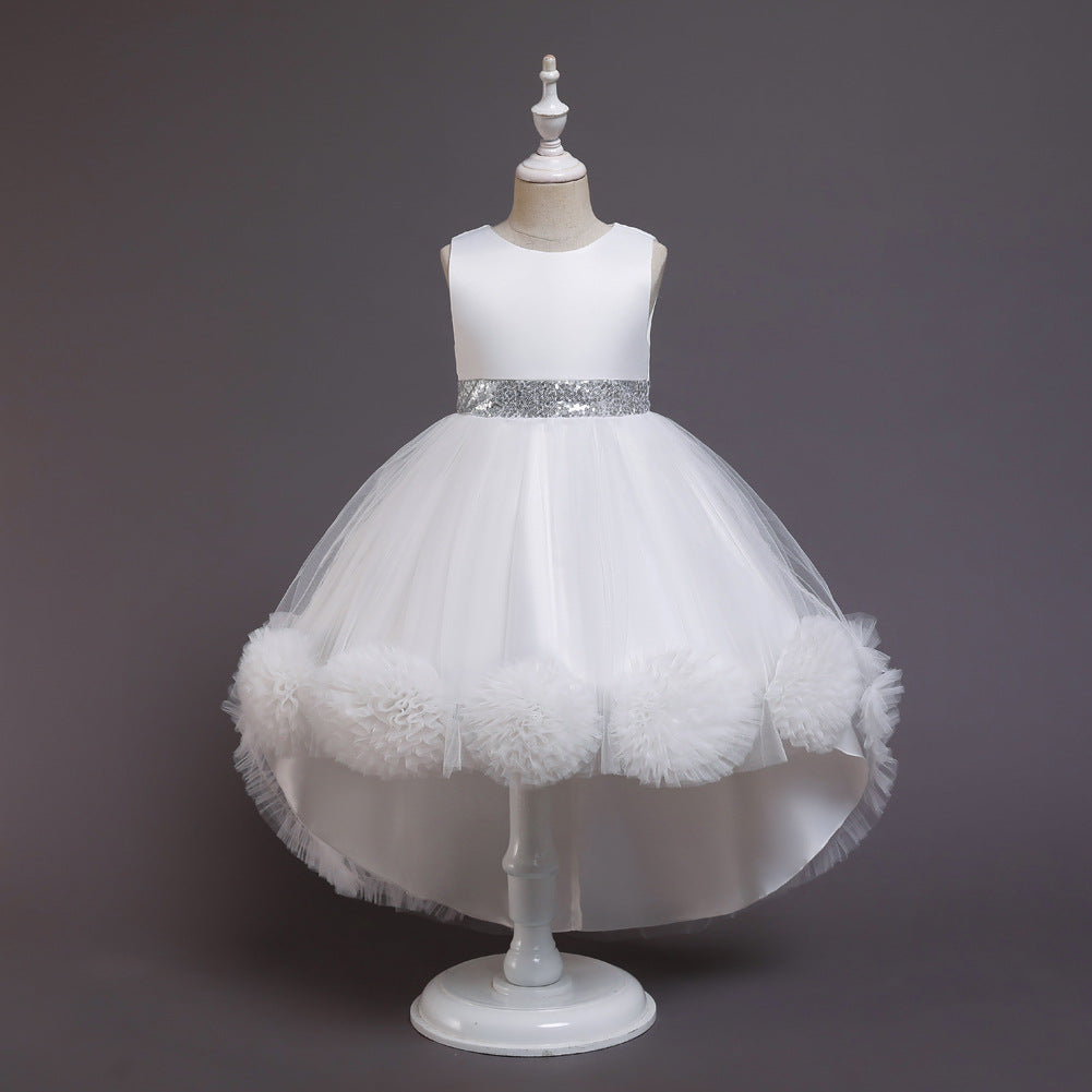 Kid Girl Princess Flowers Tails Piano Performance Dresses
