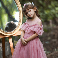 Kid Girl Gauze Polka-dot Princess Dresses