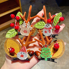 Kid Girl Christmas Hair Clip Small Antler Clip Elk Headdress Three-dimensional Headwear