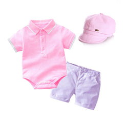 Baby Boys Suit Gentlemen Polo Crawling 3 Pcs Sets