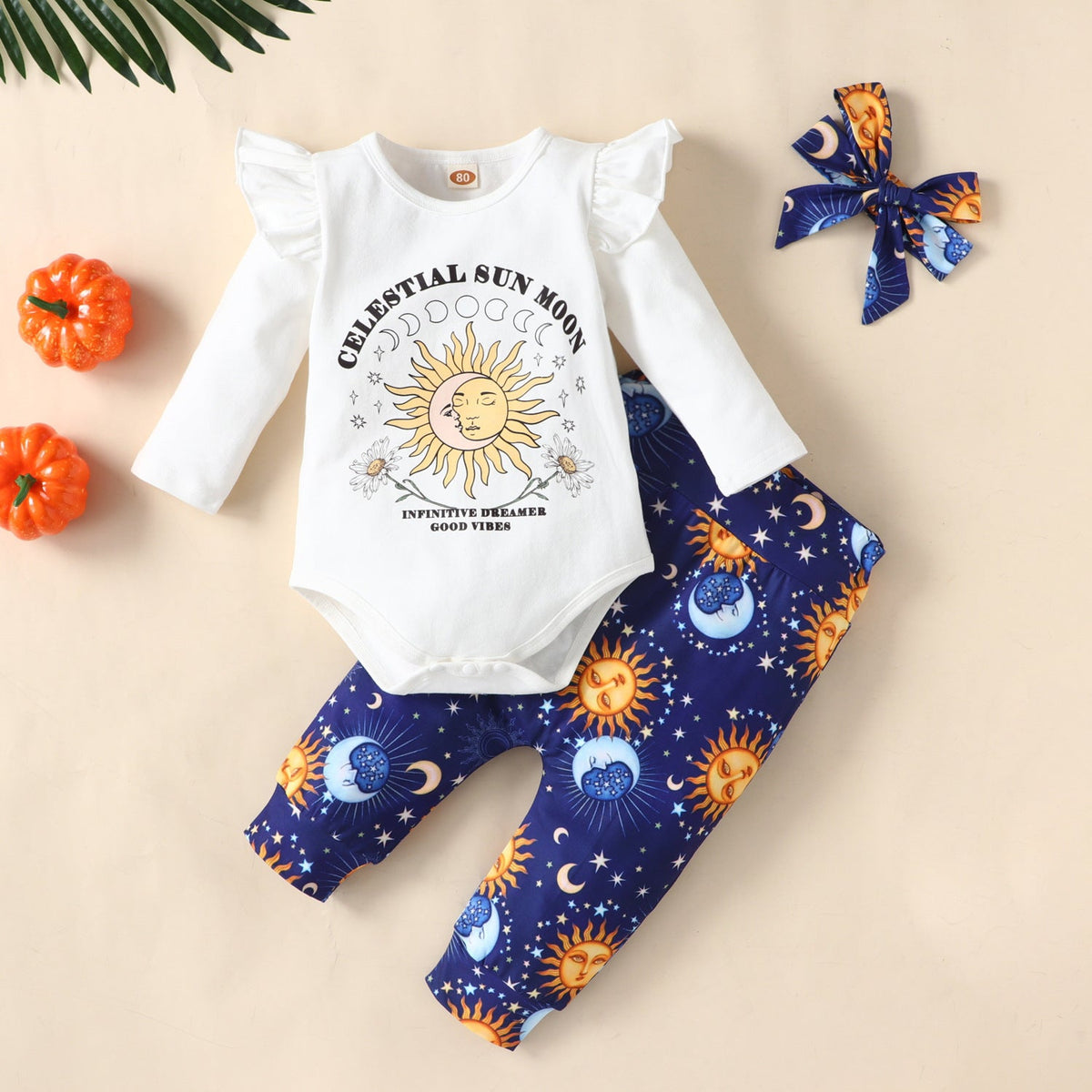 Baby Girl Autumn Long Sleeve Rainbow 3 Pcs Sets