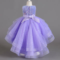 Kid Girl Princess Sleeveless Tail Flower Wedding Fluffy Dresses