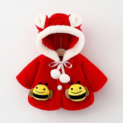 Baby Girl Cartoon Bee Wool Cape Coats