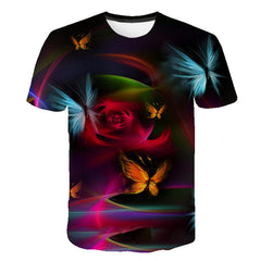 Kid Boy Girl Short Sleeve Beautiful Butterfly 3D Printing Cool Loose T-shirt