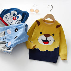 Kid Baby Boy Girl Cartoon Round Neck Double Layer Sweaters