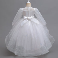 Kid Girl Piano Fluffy Yarn Flower Wedding Dresses